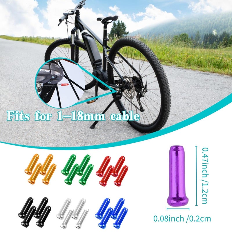 EACOZY 100PCS Bike Brake Cable End Cap Crimps, Cable End Tips for Road Mountain Bicycle, Colorful - Image 5